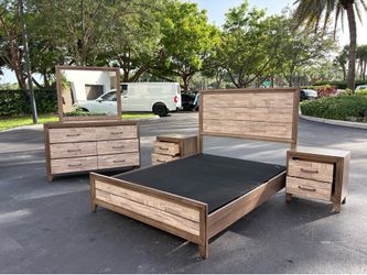 Beautiful Bedroom Set Queen Size Solid Wood Brown Color Like New by Crown Mark Furniture