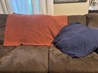Handmade Burnt Orange Throw Blanket - Soft Yarn Couch Throw