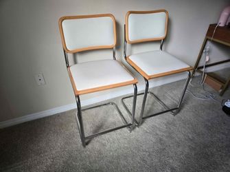 Pair of Vintage Italian Cantilever Counter Stools (Cesca / Breuer Style) 1990