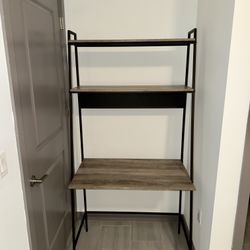 Grey Wood Ladder Desk – Space-Saving Design