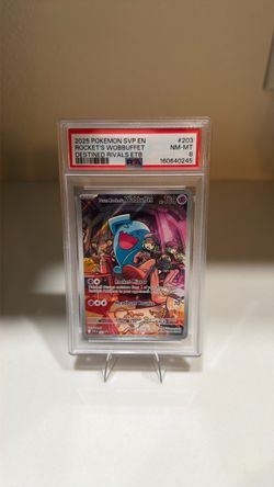 2025 Pokemon Team Rocket's Wobbuffet #203 Destined Rivals ETB Promo PSA 8