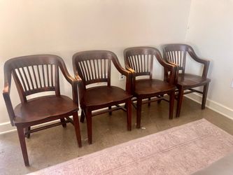 1920s W.H. Gunlocke Oak Bankers Chairs Set of 6 – Good Condition - Louisville, KY