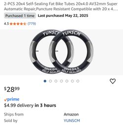 Bike tubes self sealing 20x4/4.5 one tube
