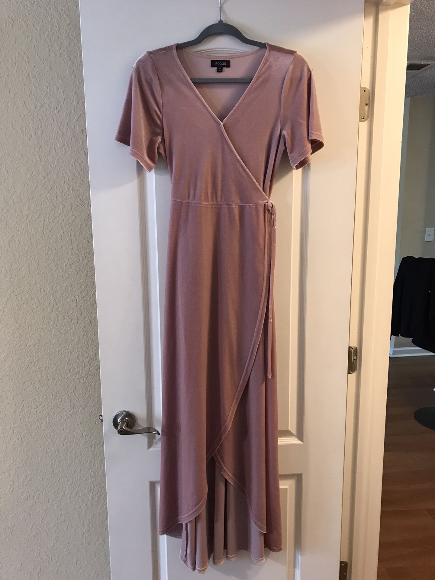 ROOLEE Pink Velvet Wrap Dress Size XS