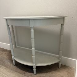 Vintage-Inspired White Half-Moon Console Table 