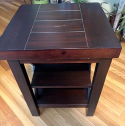 Fairway Dark Wood X-Frame End Table. Read description 1st