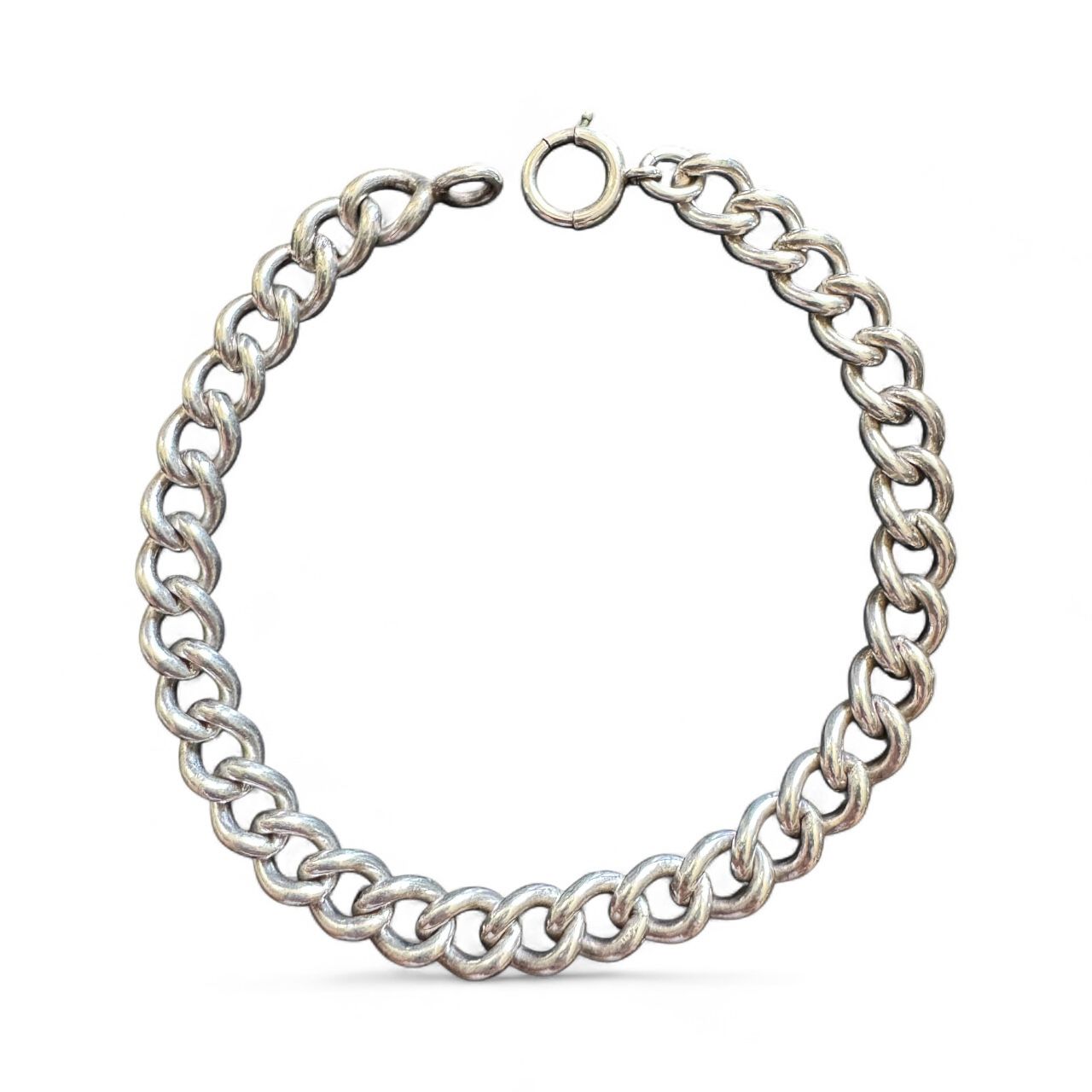 Vintage Sterling Silver Curb Link Chain Bracelet