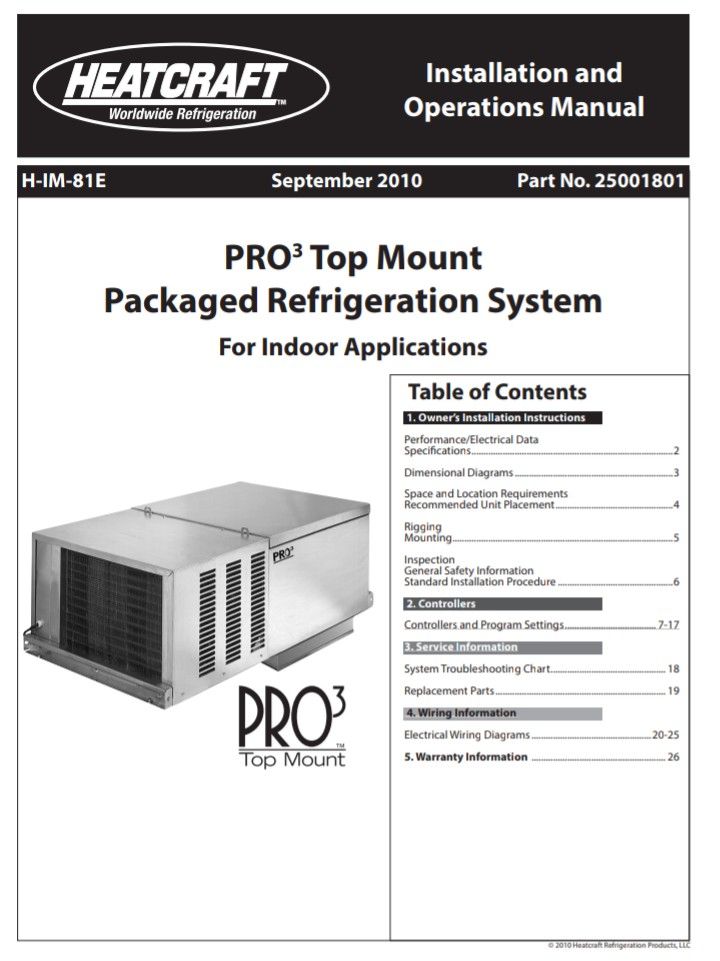 Walk In Freezer Heat craft Pro 3 Top Mount Packaged Refrigeration System For Freezer O.B.O