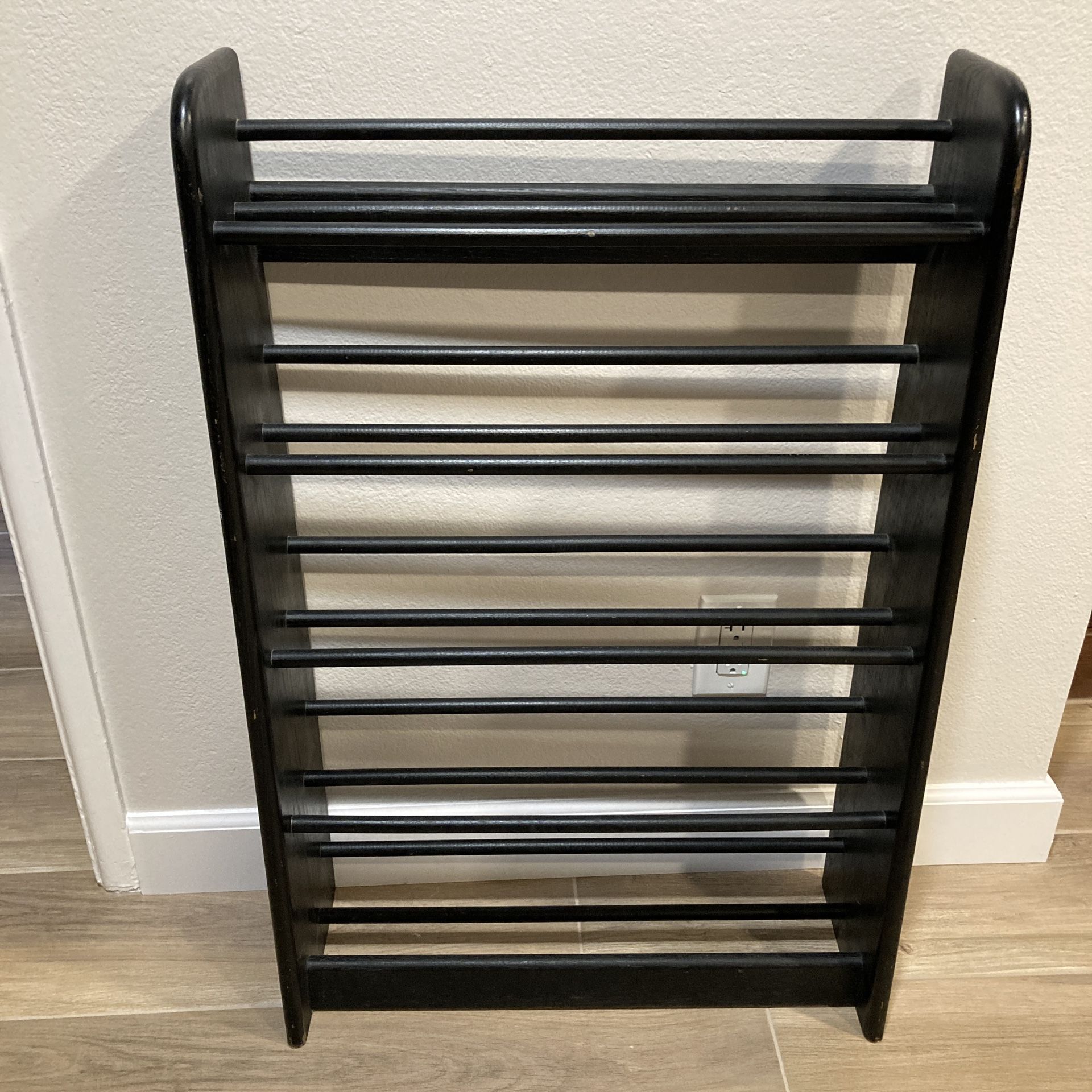 Black Wooden Media Rack Holds CDs DVDs Video Games 35” X 22” X 6”