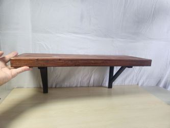 Rustic Wood Wall Shelf with Wood Brackets Lightweight