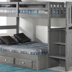 Twin/Twin/Trundle or Drawers staircase bunk bed