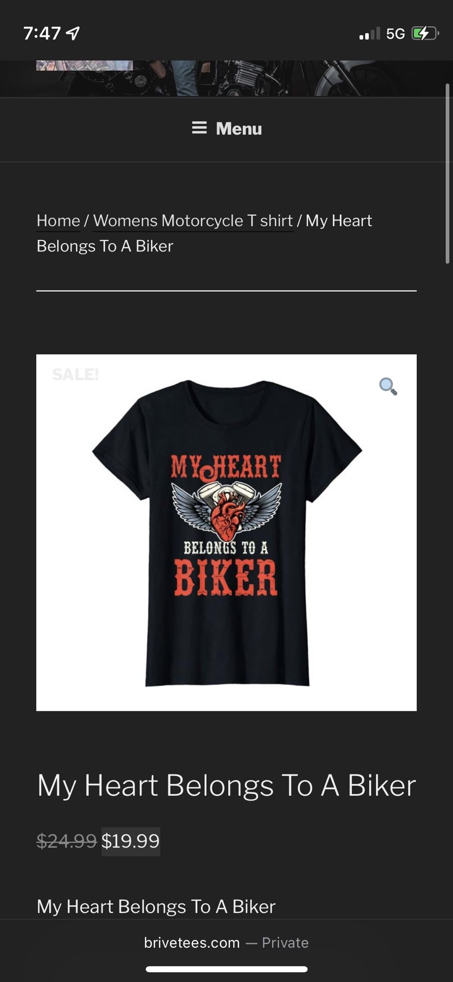 Women’s Biker Motorcycle T-shirt