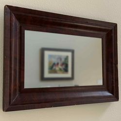 1800s EMPIRE OGEE WALL MIRROR, Antique Mahogany Wood Rectangular Picture Frame