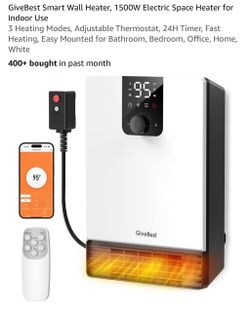 Smart Wall Heater, 1500W Electric Space Heater for Indoor Use