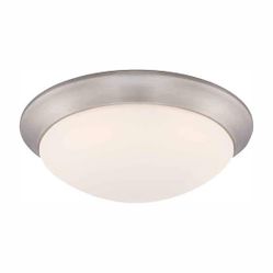 tampton Bay stetson 11 in. Transitional Brushed Nickel 5 CCT Integrated LED Flush Mount with Frosted Clear Glass shade for Kitchen store SKU# 1005-702