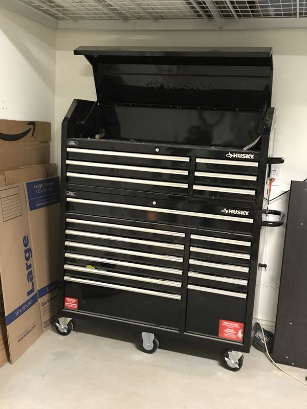 Husky tool chest, tool box, 52 wide 18 drawer, 65” tall, tool cabinet