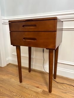Mid-Century Modern Walnut Two-Drawer Nightstand