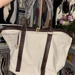 Canvas and leather tote