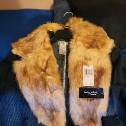 New With Tags Baby Phat Denim Jacket Fur Collar 