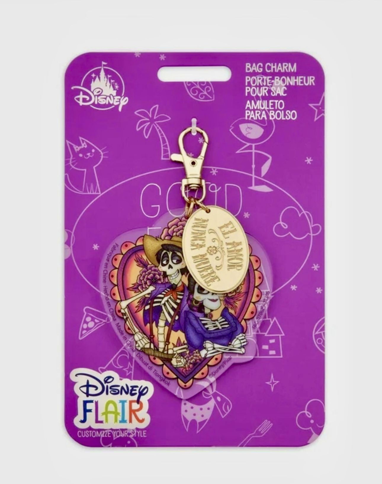 Disney Pixar Coco Bag Charm Heart Shaped - Imelda & Hector NWT
