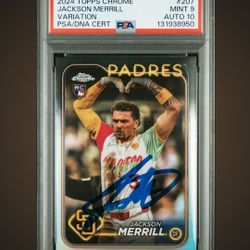 Jackson Merrill Signed 2024 Topps Chrome Variation SP Refractor PSA 9 Auto 10