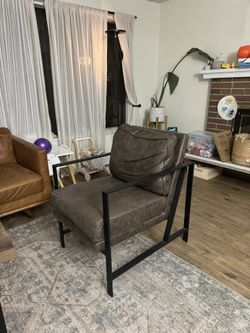 Dark Brown Faux Leather Armchair
