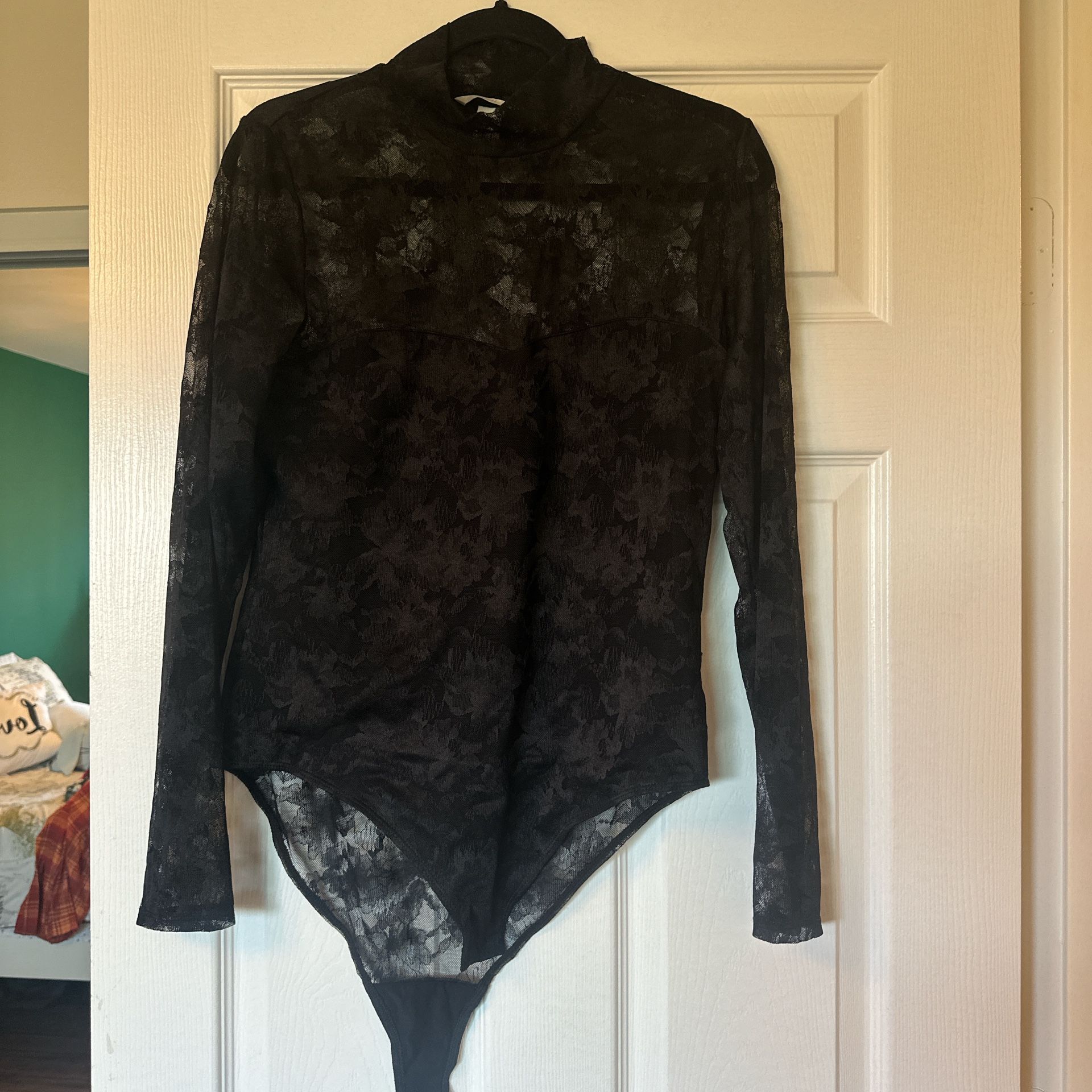 H And M Black Lace Bodysuit