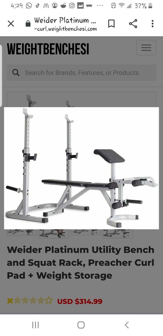 Weider Platinum bench And Squat Rack