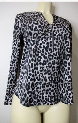 LEOPART MICHAEL KORS SZ: S FRONT ZIP SILVER WARE L. SLEEVE QS250CECJT POLYESTER BLAND