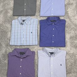 Lot of 6 Men’s Large Polo Ralph Lauren Button Down Dress and Casual Long Sleeve Shirts
