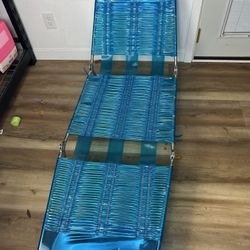 Vintage Tropical Folding Jelly Tube Chair Blue Tri-Fold Lounge