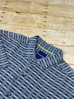 Tommy Bahama Silk Blend Shirt Men XL Gray Jacquard Check Preppy Resort Hawaiian