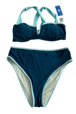 Cupshe Women’s Teal Colorblock V-Wire Bikini Size Large NWT