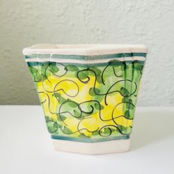 Vintage Ceramic Planter Garden Pot House Plant Pots Hand Painted Signed Mexico. Preowned, normal wear. No chips, cracks or crazing.