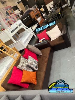 Brown sofa couch new two and three seater cafe