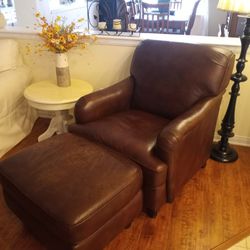 Lane Leather Chair And Ottoman 