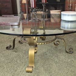 Mid Century Circular Glass Topped Coffee Table