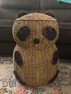 Woven Seagrass Panda Storage Basket
