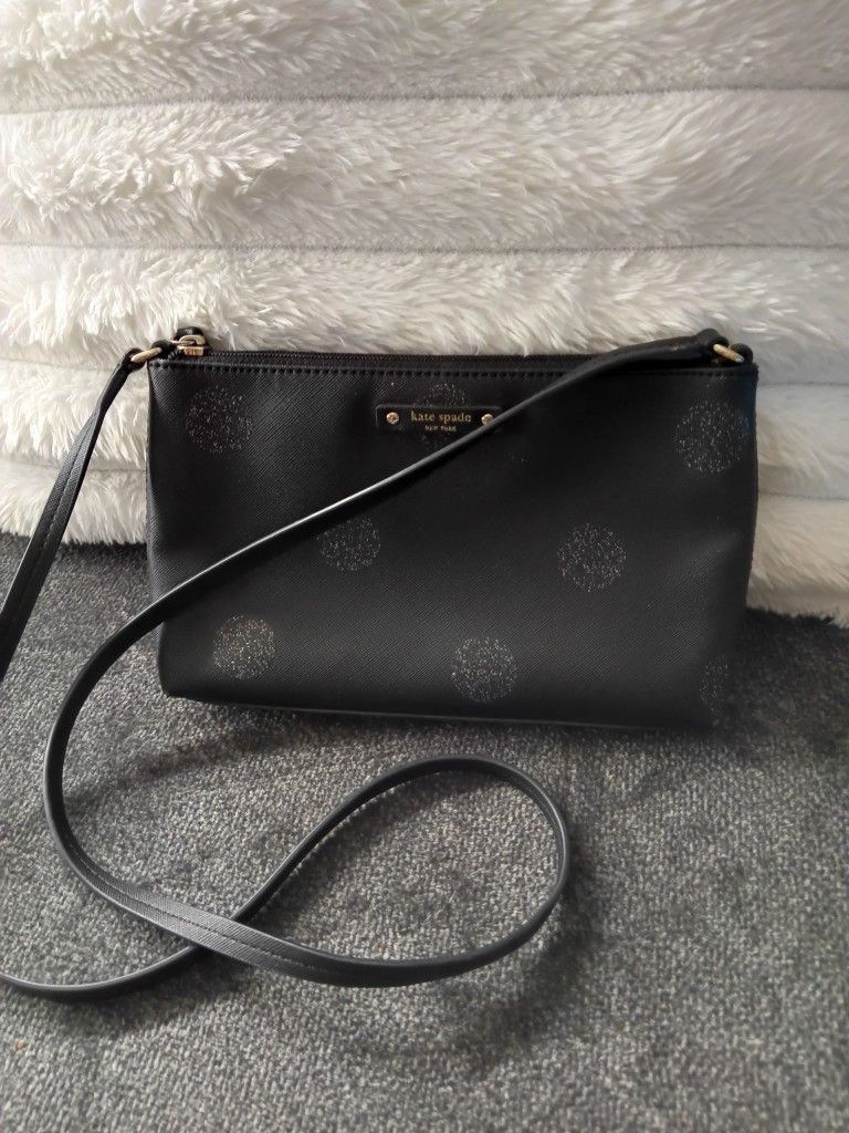 Kate Spade Little Black purse With Silver Spots