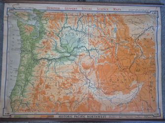 Vintage 1943 Denoyer-Geppert Pacific Northwest School Pull-Down Map