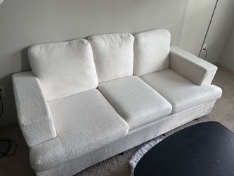 3 seater white teddy material coach barely used available for pickup
