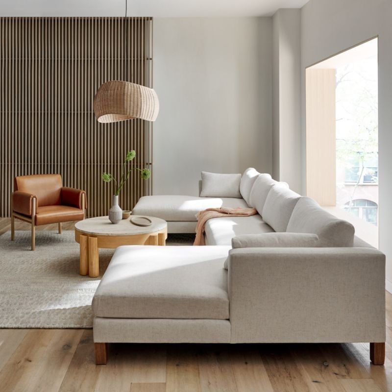 Crate and Barrel 3-Piece Sectional Sofa with Wood Legs