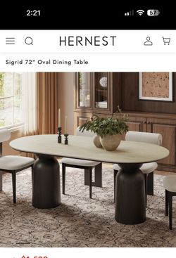 Hernest dining Table , Beige And White