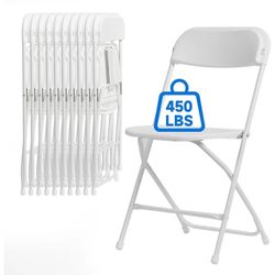 White Plastic Folding Chairs Set of 10