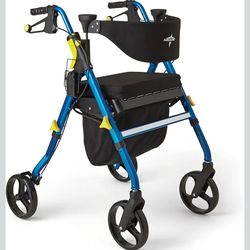 Medline Premium Empower Folding Mobility Rollator Walker with Memory Foam Seat