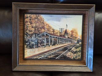 Wall Art by Ken Eberts Shadow Box , Litho On Wood Of The Blueridge Pa Train Station Home Interiors from 1970's