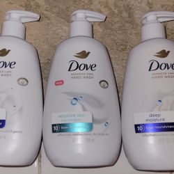 3 Dove Liquid Hand Washing Soaps (12 oz Bottles) For $11/$11 Por Los 3