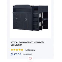 ***Price Reduced**** Asten Twin loft Bed With Desk 