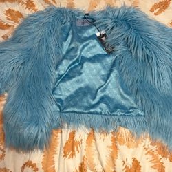Guess Faux Fur Cabana Blue