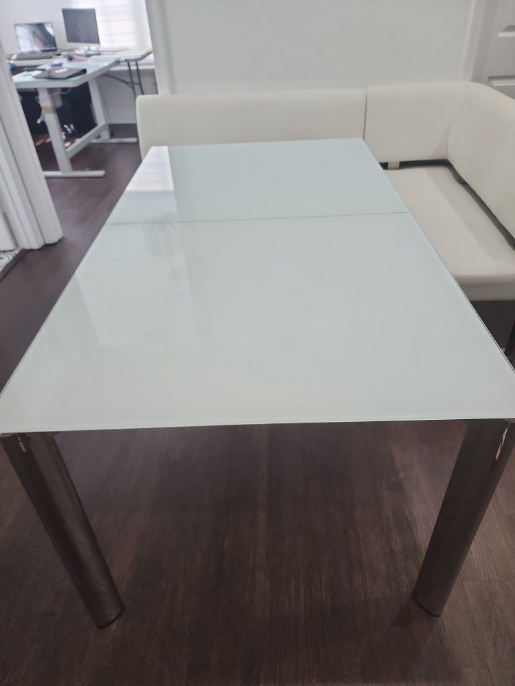 Modani Tempered Glass Frosted Kitchen Expandable Table